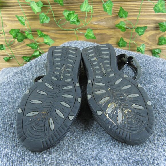 Skechers Women's Rare Shape-Ups‎ Strappy Black Leather Size 6.5M Used 2025 - Picture 6 of 6
